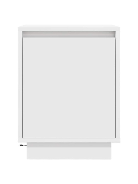 Yöpöytäkaappi led-valoilla valkoinen 38x34x50 cm