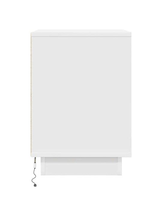 Yöpöytäkaappi led-valoilla valkoinen 38x34x50 cm