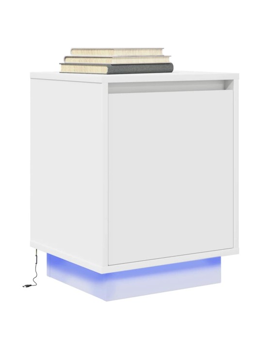 Yöpöytäkaapit led-valoilla 2 kpl valkoinen 38x34x50 cm