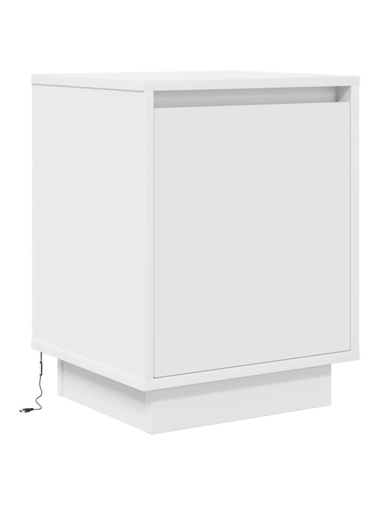 Yöpöytäkaapit led-valoilla 2 kpl valkoinen 38x34x50 cm