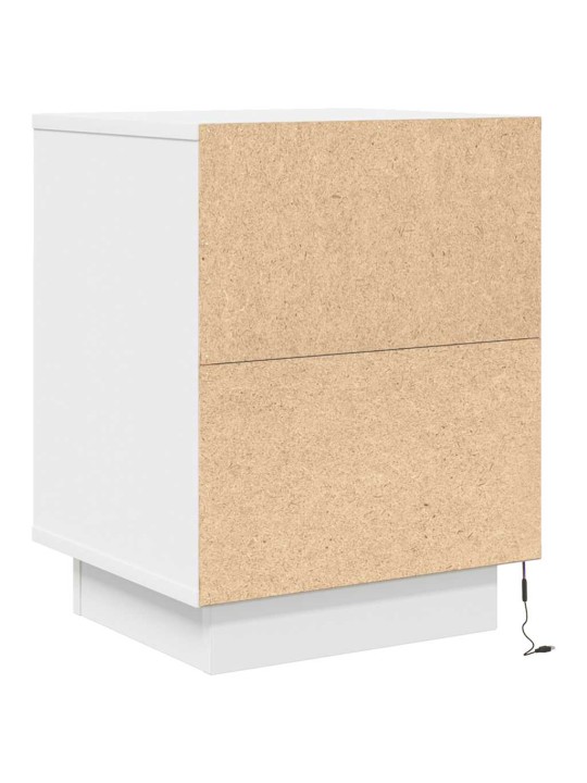 Yöpöytäkaapit led-valoilla 2 kpl valkoinen 38x34x50 cm