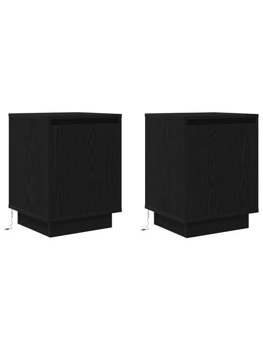 Yöpöytäkaapit led-valoilla 2 kpl musta 38x34x50 cm