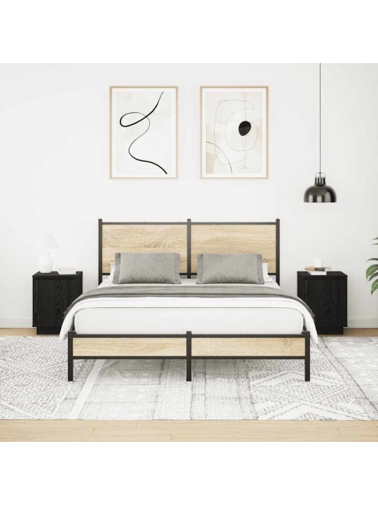 Yöpöytäkaapit led-valoilla 2 kpl musta 38x34x50 cm