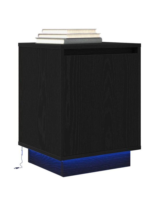 Yöpöytäkaapit led-valoilla 2 kpl musta 38x34x50 cm