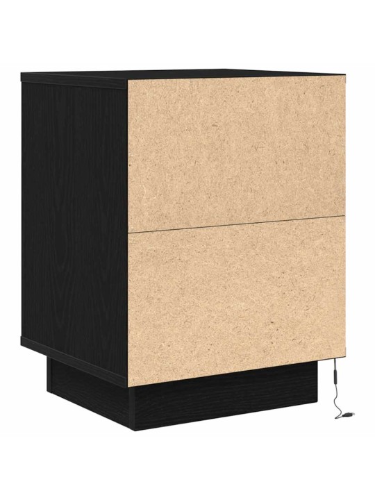 Yöpöytäkaapit led-valoilla 2 kpl musta 38x34x50 cm
