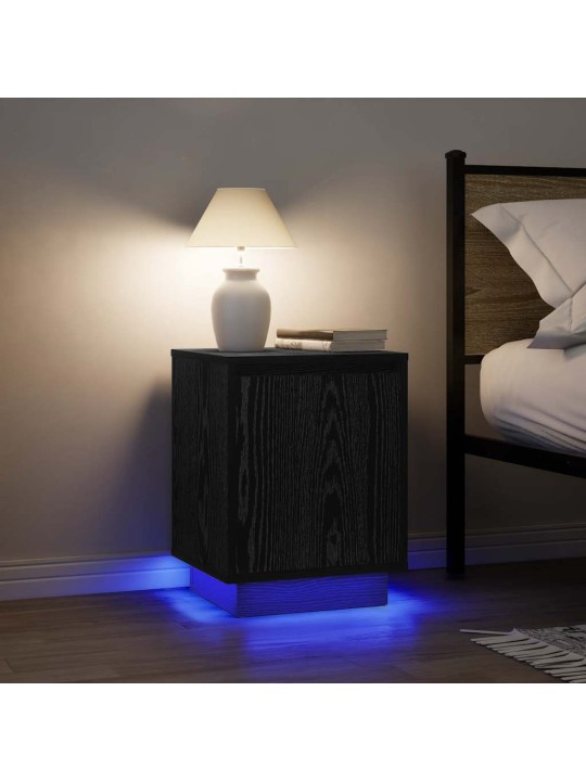 Yöpöytäkaapit led-valoilla 2 kpl musta 38x34x50 cm