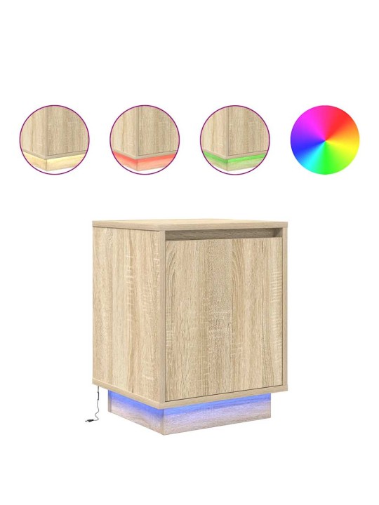 Yöpöytäkaapit led-valoilla 2 kpl sonoma oak 38x34x50 cm