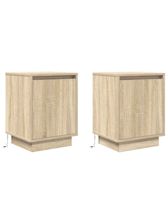 Yöpöytäkaapit led-valoilla 2 kpl sonoma oak 38x34x50 cm