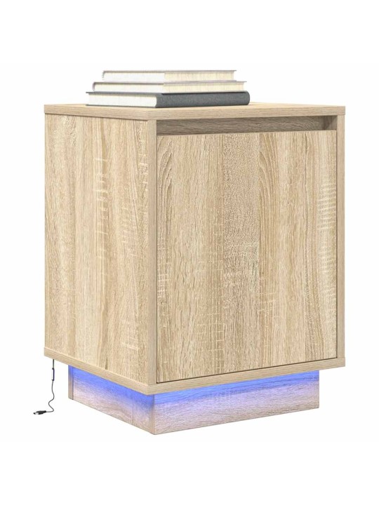 Yöpöytäkaapit led-valoilla 2 kpl sonoma oak 38x34x50 cm