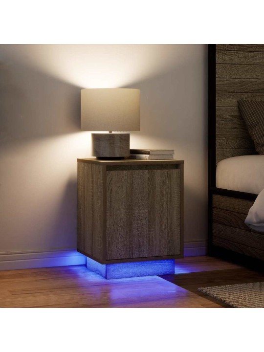Yöpöytäkaapit led-valoilla 2 kpl sonoma oak 38x34x50 cm