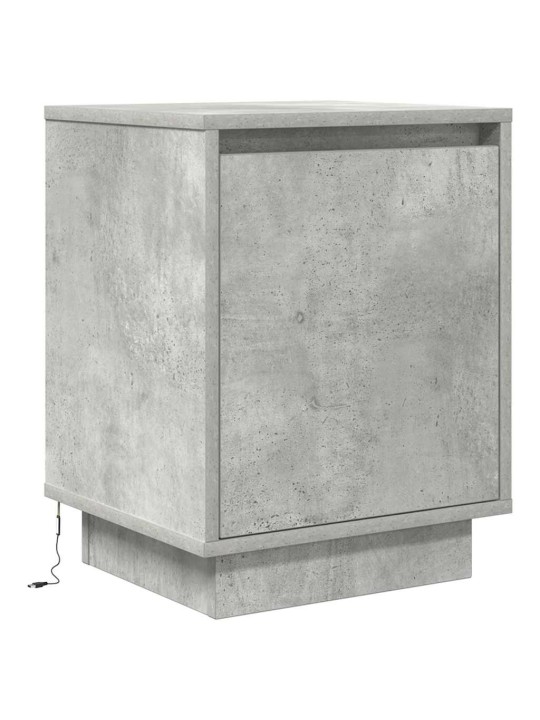 Yöpöytäkaappi led-valoilla betoninharmaa 38x34x50 cm
