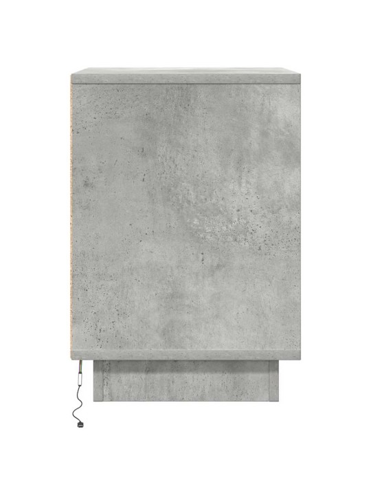Yöpöytäkaappi led-valoilla betoninharmaa 38x34x50 cm