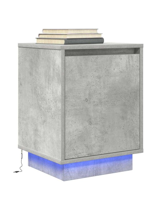Yöpöytäkaapit led-valoilla 2 kpl betoninharmaa 38x34x50 cm
