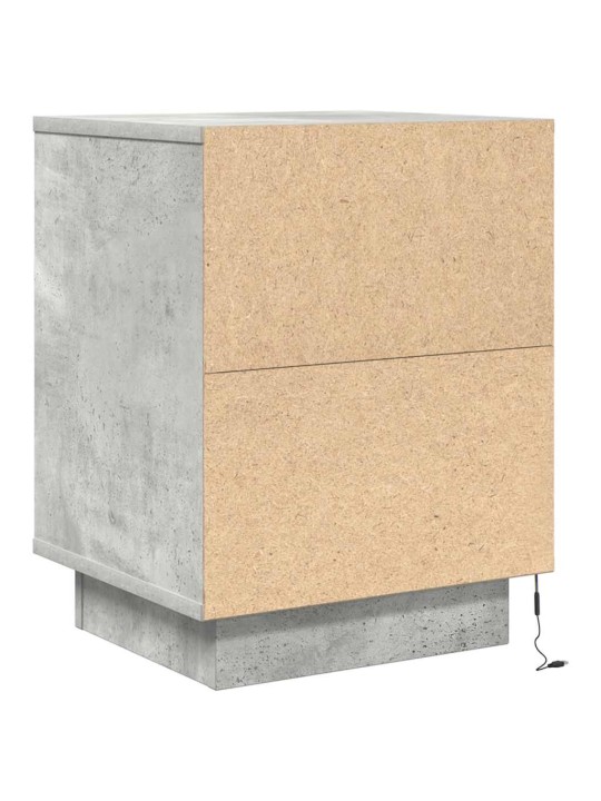 Yöpöytäkaapit led-valoilla 2 kpl betoninharmaa 38x34x50 cm