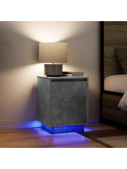 Yöpöytäkaapit led-valoilla 2 kpl betoninharmaa 38x34x50 cm