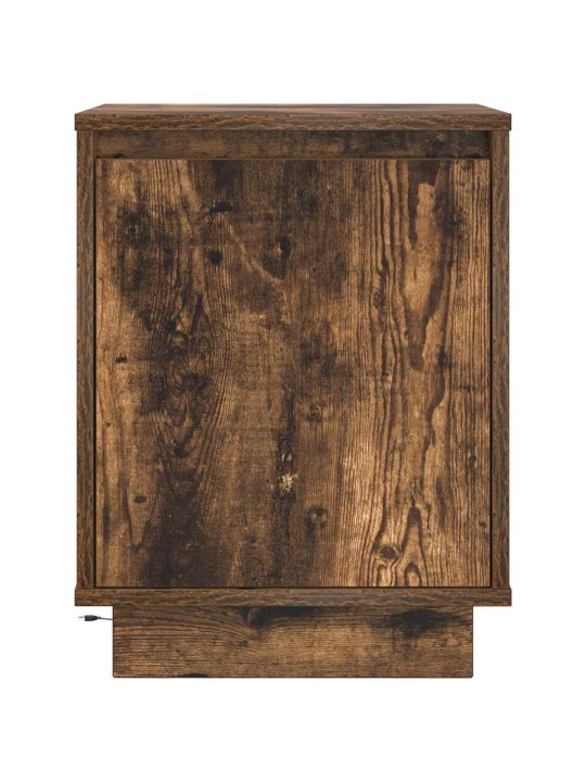 Yöpöytäkaapit led-valoilla 2 kpl savustettu tammi 38x34x50 cm