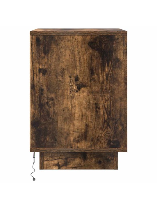 Yöpöytäkaapit led-valoilla 2 kpl savustettu tammi 38x34x50 cm