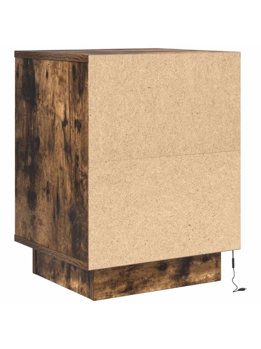 Yöpöytäkaapit led-valoilla 2 kpl savustettu tammi 38x34x50 cm