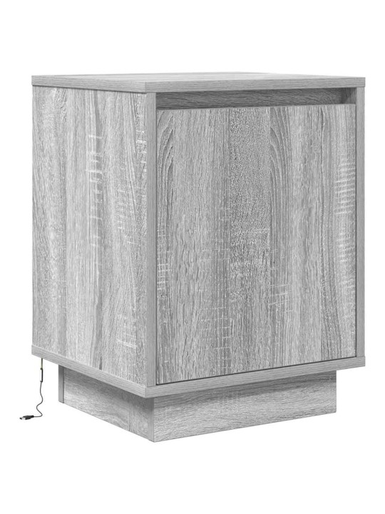 Yöpöytäkaappi led-valoilla harmaa sonoma 38x34x50 cm