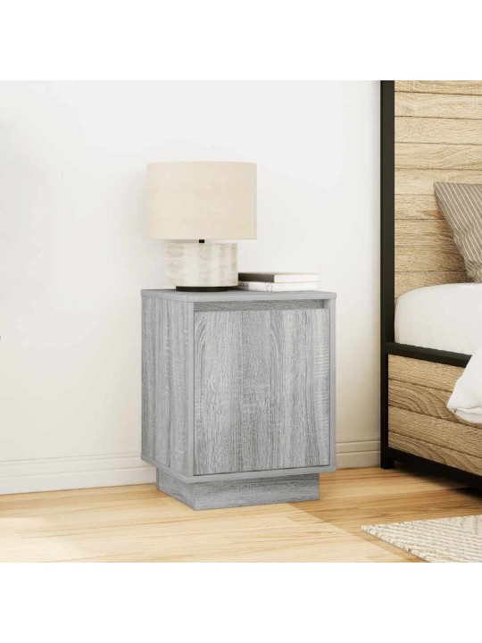 Yöpöytäkaapit led-valoilla 2 kpl harmaa sonoma 38x34x50 cm