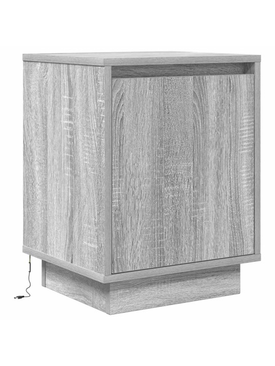 Yöpöytäkaapit led-valoilla 2 kpl harmaa sonoma 38x34x50 cm