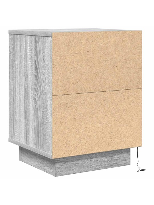 Yöpöytäkaapit led-valoilla 2 kpl harmaa sonoma 38x34x50 cm