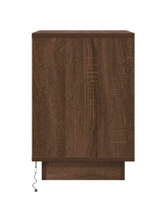 Yöpöytä led-valoilla ruskea tammi 38x34x50 cm