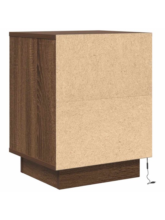 Yöpöytä led-valoilla ruskea tammi 38x34x50 cm