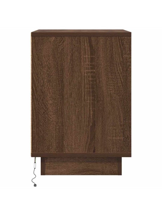 Yöpöytäkaapit led-valoilla 2 kpl ruskea tammi 38x34x50 cm