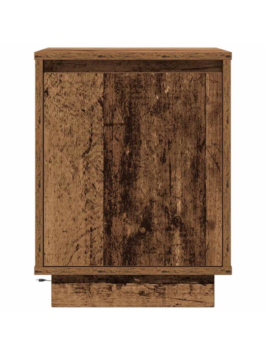 Yöpöytäkaapit led-valoilla 2 kpl vanha puu 38x34x50 cm