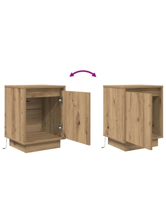 Yöpöytäkaappi led-valoilla artisan oak 38x34x50 cm