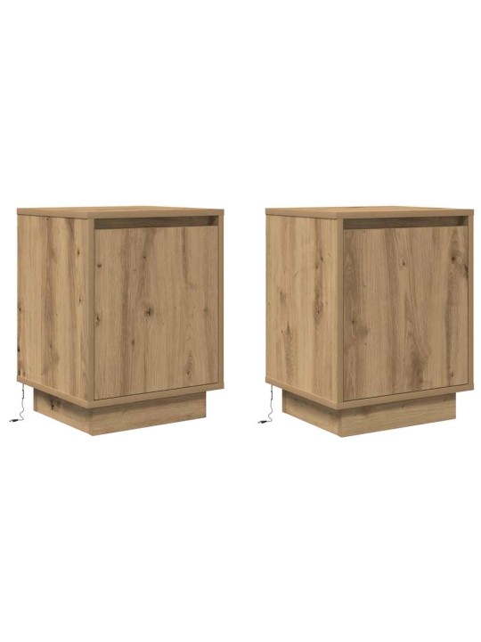 Yöpöytäkaapit led-valoilla 2 kpl artisan oak 38x34x50 cm