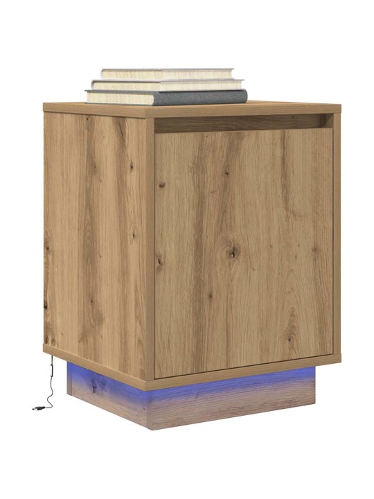 Yöpöytäkaapit led-valoilla 2 kpl artisan oak 38x34x50 cm
