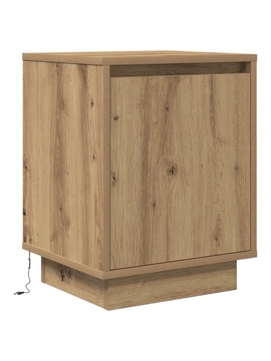 Yöpöytäkaapit led-valoilla 2 kpl artisan oak 38x34x50 cm