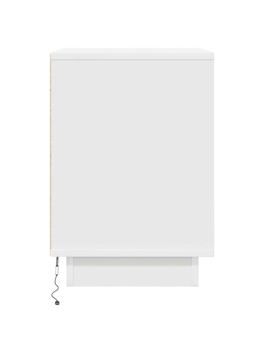 Yöpöytäkaappi led-valoilla valkoinen 38x34x50 cm