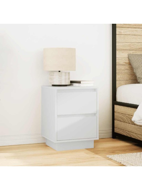Yöpöytäkaapit led-valoilla 2 kpl valkoinen 38x34x50 cm