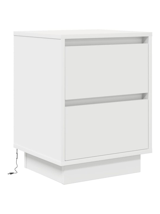 Yöpöytäkaapit led-valoilla 2 kpl valkoinen 38x34x50 cm