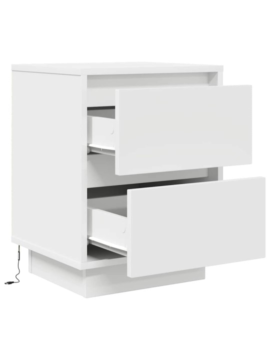 Yöpöytäkaapit led-valoilla 2 kpl valkoinen 38x34x50 cm