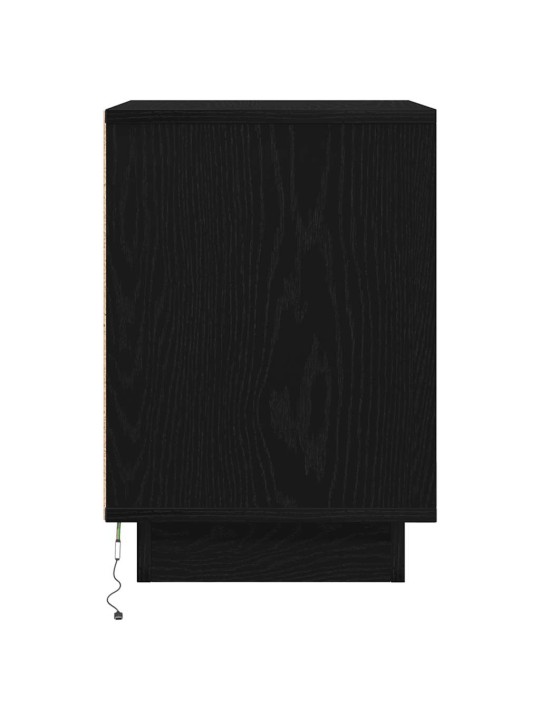Yöpöytäkaappi led-valoilla musta 38x34x50 cm