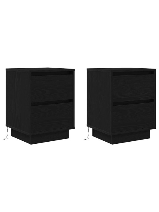 Yöpöytäkaapit led-valoilla 2 kpl musta 38x34x50 cm