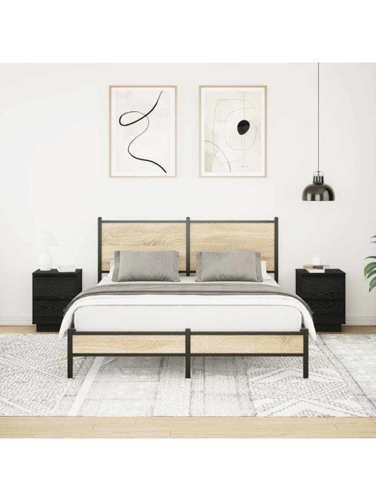 Yöpöytäkaapit led-valoilla 2 kpl musta 38x34x50 cm