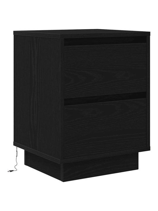 Yöpöytäkaapit led-valoilla 2 kpl musta 38x34x50 cm