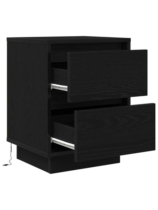 Yöpöytäkaapit led-valoilla 2 kpl musta 38x34x50 cm