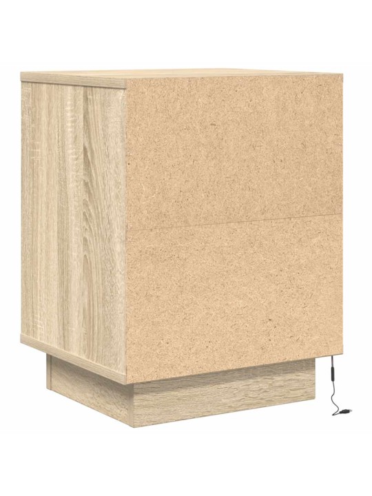 Yöpöytäkaappi led-valoilla sonoma tammi 38x34x50 cm