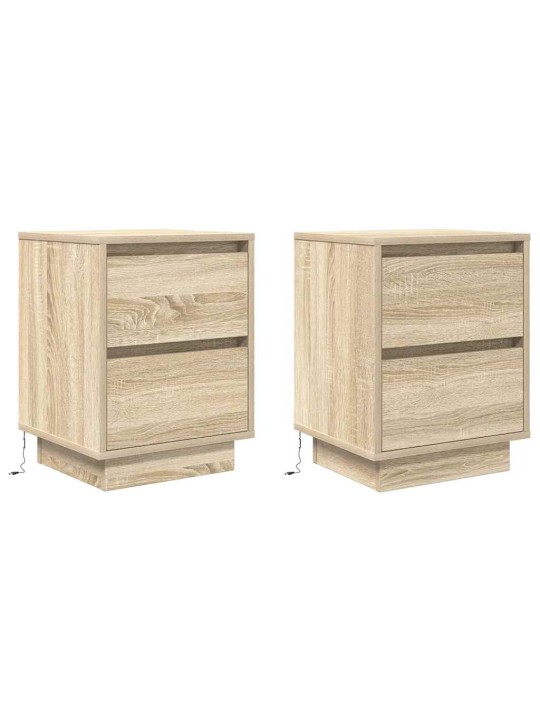 Yöpöytäkaapit led-valoilla 2 kpl sonoma oak 38x34x50 cm
