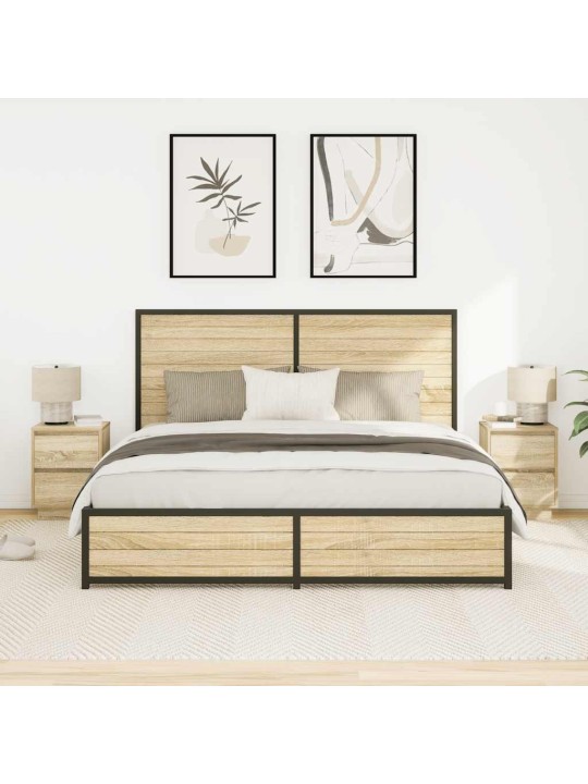 Yöpöytäkaapit led-valoilla 2 kpl sonoma oak 38x34x50 cm