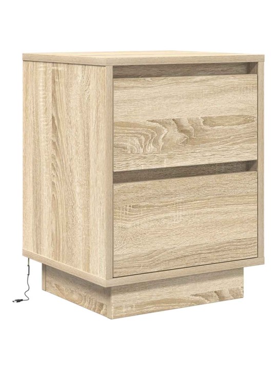Yöpöytäkaapit led-valoilla 2 kpl sonoma oak 38x34x50 cm
