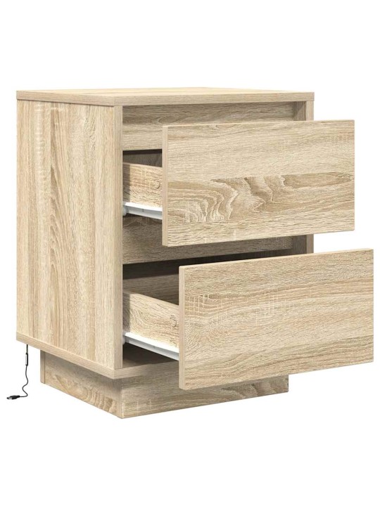 Yöpöytäkaapit led-valoilla 2 kpl sonoma oak 38x34x50 cm