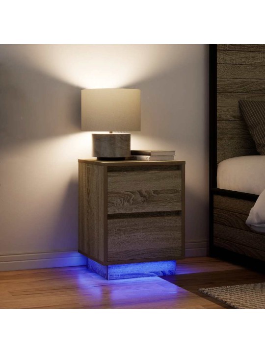 Yöpöytäkaapit led-valoilla 2 kpl sonoma oak 38x34x50 cm
