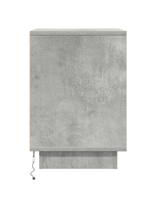 Yöpöytäkaappi led-valoilla betoninharmaa 38x34x50 cm